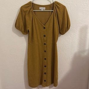 Mustard deep V neck Madewell knit dress